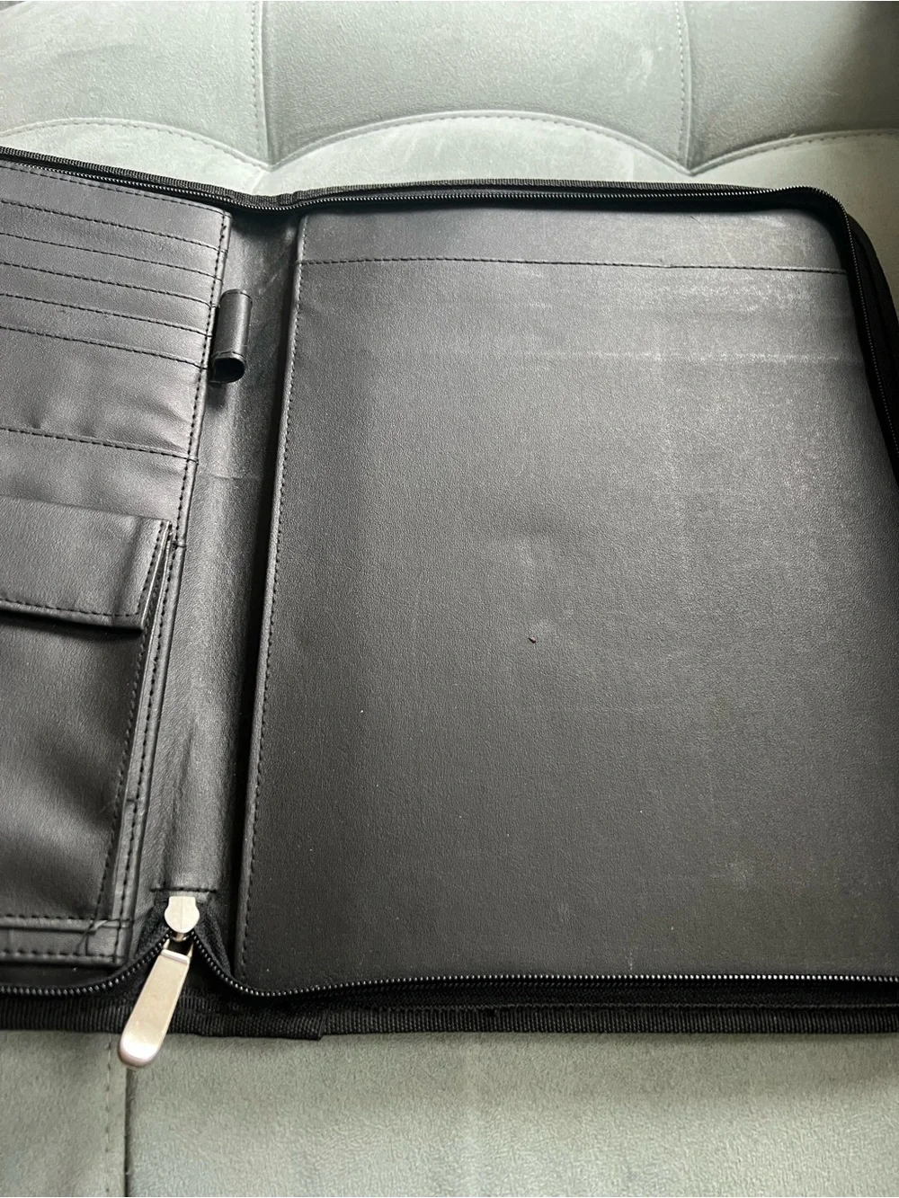 Black Gray Document Organizer with Multiple Zip Pockets